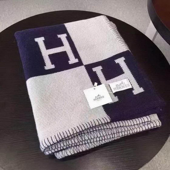 Hermes Blanket Navy/White ID:201903090296